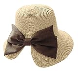Plus Nao(プラスナオ) リボン付き麦わら帽子 ペーパーハット 折りたたみ かばん収納OK つば広 UV UV対策 UVカット 紫外線 紫外線対策 日よ 子供 ベージュ
