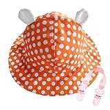 HONEY BLOSSOM 【 クリップ付き ベビー コットン ハット 】 くま耳 ドット柄 つば広 綿 日よけ 帽子 12 - 24 ヵ月 赤ちゃん 紫外線対策 グッズ tm101 orange
