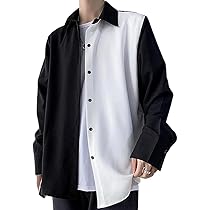 Amazon.co.jp: [Le sucood] モノクロアシメシャツ バイカラーシャツ