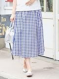 ANGELIEBE エンジェリーベ マタニティ 産前 産後 対応 ギンガムチェック タック フレアースカート 妊婦服 ロング ミモレ丈 フリー ブルー 22654 22654100
