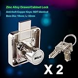 2 xオフィスデスク引き出しキャビネットロック、ロック、ロック – 3 / 4インチ（直径：19 mm )ボア – 亜鉛合金+銅 – 盗難防止 – Come with Screws