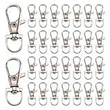 HappyHome ナスカン キーホルダー金具 50個セット 全長36mm 内径10mm 回転フック アクセサリ金具 亜鉛合金製 (シルバー)