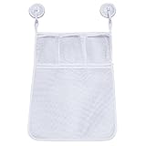 HAOUN オモチャ収納袋 子供玩具 収納 4つのポケット付き 防塵 吸盤式 メッシュバッグ ホワイト