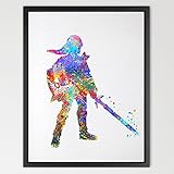 Dignovel Studios 8X10 Legend of Zelda Modern Link Watercolor Art Print Wall Art Hanging Home Decor B