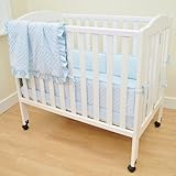 American Baby Company Heavenly Soft Minky Dot Chenille Portable/Mini Crib Bedding Set, Blue,3-Piece 