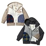 ベビー服 男の子 アウター フルジップ パーカー ジャケット ミニ裏毛 配色切替 ロゴプリント 切替ポケット 男児 ベビー (2.グレー/90cm)