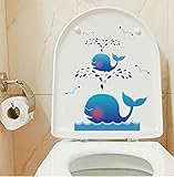 Mziart Cartoonトイレの蓋カバーのステッカー子供、防水&取り外し可能なステッカー壁のステッカー化粧室 – キュートスプレーWhale