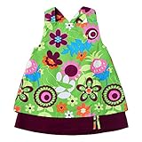 MYDABABY 子供エプロン キッズ エプロン 100 110 130 150 作業服 ドレス ノースリーブ 綿 通気防水仕様 花柄 絵画 陶芸 幼児園 保育園 活動 110cm 緑