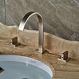 Rozin Brushed Nickel Widespread 3pcs Bathroom Sink Faucet Double Knobs Basin Vanity Mixer Tap [並行輸入品