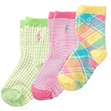 Polo Ralph Lauren(ポロラルフローレン) ソックス ３足セット（プライド柄・ボーダー柄・チェック柄）靴下 (2T-4T（2歳-4歳）) [並行輸入品]