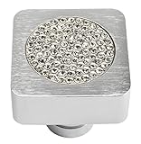 Atlas Homewares 3193 Crystal Collection .98-Inch Square Small Inset Crystal Knob, Brushed Anodized A