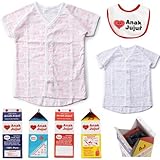 Anak Jujur 半袖 前開きシャツ肌着 2枚組 女の子 ピンクパープル 【ミニビブ付き】【size:80】
