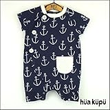 hua kupu(フアクプ) ANCHOR ROMPERS イカリ柄ロンパース 70,ネイビー