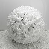 Bingirl Pureホワイト15 40 CM 5 9 15 7シルクローズPomander花KissingボールウェディングパーティーPureホワイト20 cm 7.8 "