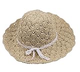 (ビグッド)Bigood 帽子 ハット リゾートハット 日除け帽子 ストローハット 麦わらハット 子供ハット ビーチハット キッズ 女の子 ガールズ 透かし模様 レース 旅行 通学に ベージュ