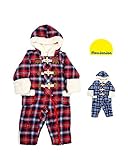 【子供服】 moujonjon (ムージョンジョン) 先染チェック柄裏ボアカバーオール 70cm～90cm M54163