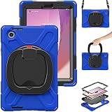 【E-COAST】NEC LAVIE Tab T8 T0855/GAS/PC-T0855GAS/(PC-AC-AD039C)/NEC LAVIE Tab T8 TAB08/H04/(PC-TAB08H04) 8インチ 用のケース 耐衝撃 スタンド可能 角度360度回転可能 ハンドストラップ付 肩掛け可能ショルダーストラップ付 (ブルー)