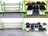 【S-6851GR】靴の量や 玄関 の広さに合わせて 伸縮 させて使える、便利な 伸縮自在 の★ 省スペース スライド式シューズラック 棚３段タイプ 【 グリーン 】 ★幅67.5～128×奥行21×高さ52cm 【紳士靴の収納目安9足～1