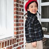 【RIRORA】ふわっとチェックのブラウス [ブラック/グレー] 女の子・一番かわいい服・大人気アイテム・誰よりもおしゃれに・ベビーファッション (L, ブラック)