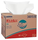 Kimberly-Clark WypAll 34015 Disposable X60 Wiper, 12.5' Width x 16.8' Length, White (Box of 180) [並行