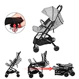 【ニューバージョン】ベビーカー Cimiva 4輪 ハンドル式 片手ワンタッチに折りたたみ式 5点式安全ベルト 後輪ブレーキ付き 前輪サスペンション付 生後1カ月~36カ月頃まで対象 (グレー)