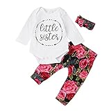(プタス)Putars ベビー服 子供服 ロンパース 上下セット 女の子 長袖 花柄 LITTLE SISTER 可愛い 秋 冬 新生児 歩行服 出産お祝い 記念日 プレゼント 0-24ヶ月