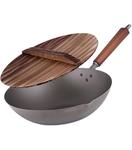 Amazon｜長谷元 純チタン 木柄いため鍋 28cm 本体:チタン 柄:木 日本