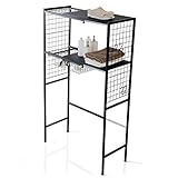 LOWYA （ロウヤ） ランドリーラック サニタリー収納 伸縮 15段階可動 バスケット付 錆びにくいパウダーコーティング ワイヤーラック 64.5～94cm 収納 ブラック おしゃれ 新生活