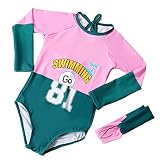 「楽々セレクトショップ」2018新品　ベビー水着　女の子　ヘアバンド付き　セパレート　ビキニ 女児 ファション　日焼け防止 超可愛い　伸縮性　85～135cm　２色 (M(95-105cm), ピンク