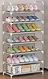 SUOERNUO 3/4/5/6/7段シューズラック　オープンタイプ　簡単組立式　スリム　省スペース　出し入れ楽々　軽量　可動式　玄関収納　靴棚 (グレー（7段））