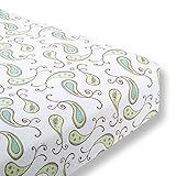 SwaddleDesigns Cotton Flannel Fitted Crib Sheet, Triplets Paisley, Kiwi [並行輸入品]