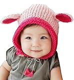 【SEBLES】 ベビー うさ みみ 耳 キュート ニット帽 赤ちゃん 新生児 ～ 3歳 全2色 サイズ 42cm ～ 52cm クロスセット (ピンク)