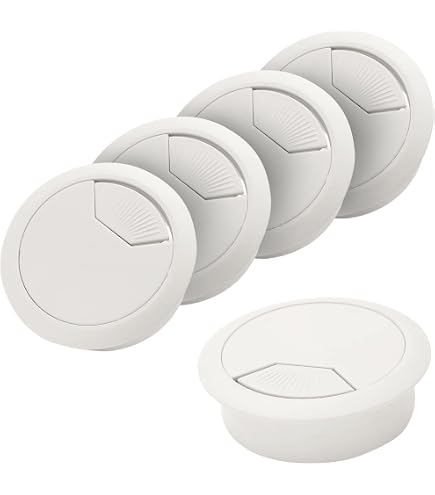 12PCS Desk Grommet Hole Covers - 1-1/2 Inch White Cable Organizers For Office Desks