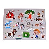 Rolimateデラックスクラシック木製家畜ペグパズルバンドルの形のおもちゃ
