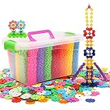 Aisa 500個子供カラフルなスノーフレーク建物ブロックセットユニセックス子供DIY酷使ディスク教育Brisk Toy with PVCストレージボックス