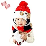 【Yusongirl】赤ちゃん 幼児 子供 服 ギフト 帽子 キャップ　かわいい ボンボン 耳あて 耳カバー 付き ボア ニット帽 マフラー セット 男の子 女の子 兼用 防寒 防風 アウター ベビー