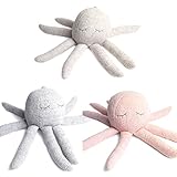 [ベアフット ドリームス]Barefoot Dreams Cozychic Octupus Buddie ぬいぐるみ タコ クッション 枕 B648 (Dusty Rose -White) [並行輸入