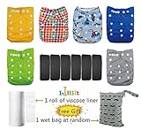 Lilbit 6 Adjustable Baby Cloth Diapers with 6 Bamboo Charcoal Inserts ,Flushable Viscose Liners,wet/