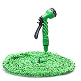 PIKANCHI 伸びるホース 7in1 魔法のホース 二層構造ゴム 花園用 高圧洗車水鉄砲 掃除用 マジックホース 散水ホース（グリーン）