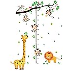 壁画アートDIY子供Grows Up高さ測定成長チャートメジャーツリーMonkeysキリンライオン取り外し可能な壁ステッカーデカール子供寝室保育園遊び
