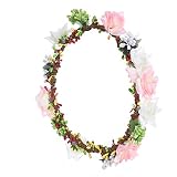 SUND　花冠　造花 人工観葉植物　花かんむり　花輪　調節可能　手作り　シルクフラワー　ブレスレット付き　森ガール　子供から成人まで被れる　春のピクニック　結婚式　パーティー　お祝い　適用