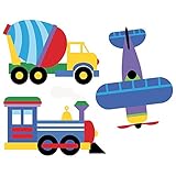 Wallies Peel and Stick Wall Art, Olive Kids Trains, Planes and Trucks [並行輸入品]