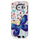 YOKIRIN® Samsung Galaxy S6用 ケース 蝶 上絵 クリア TPU＆PC二層構造ケース 着やすい 耐衝撃 保護