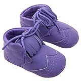 Aubig 前ストラップ フリンジ スクラブ 幼児 ベビー歩行靴　13cm パープル
