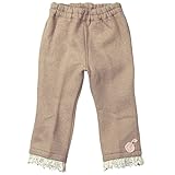 《秋冬物》(日本製) Pample Mousse(パンプルムース) 裏毛両面起毛リンゴモチーフ裾レース8分丈パンツ 80cm /MO NO.DP-63357