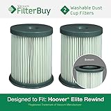 2 - Hoover Elite Rewind Dust Cup Filters, Part 59157055. Designed by FilterBuy to fit ALL Hoover Eli