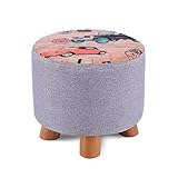 Jia He 家具 小さな木製のベンチ、木製家庭用コットンとリネン小さな木製スツール、ラウンドスツール、オスマン帝国、靴ベンチ、生地ラウンド桟橋、6つのスタイル、木材2種類 ## (Color : F, Size : Beech)