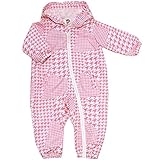 UZULAND チェック柄 撥水加工 裏メッシュ ジャンプスーツ 男児 女児 男の子 女の子（ピンク90cm）