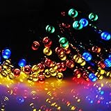 RioRand®　高品質　クリスマス イルミネーション ソーラー LED 充電式 100球 ソーラーLED ライト 屋外用 防水加工 発光モードは8パターン 【赤青黄緑・計200球】 20m 光センサ