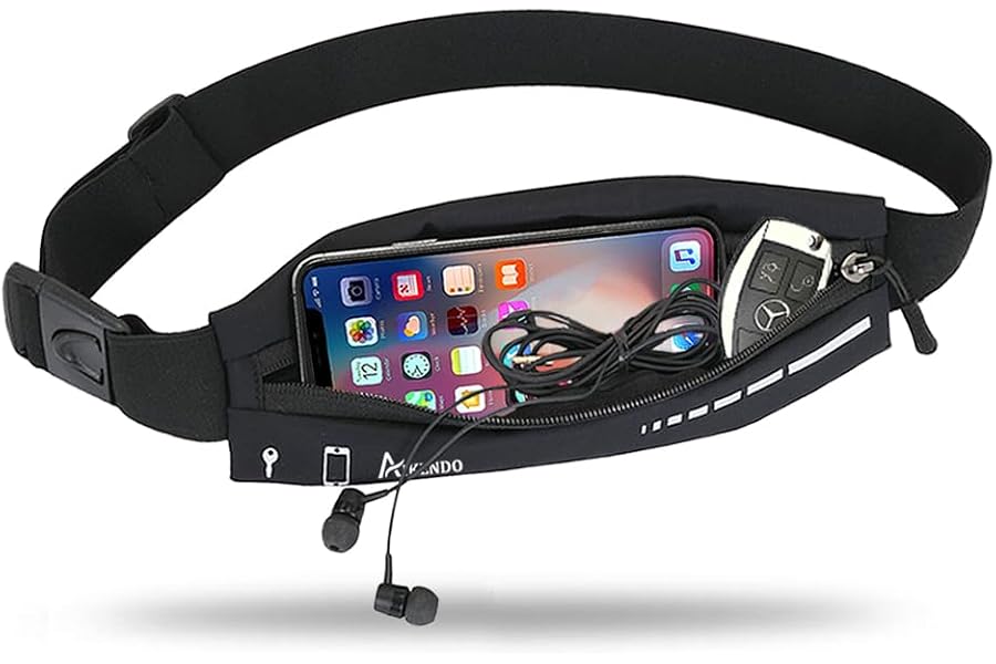 Slim Running Belt Fanny Pack for Women Men, Phone Holder Runners Pouch Waist Belt for Workout Jogging, Money Belt Running Gif